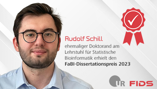 Rudolf Schill, ehemaliger Doktorand am Lehrstuhl für Statistische Bioinformatik, erhielt den FaBI-Dissertationspreis 2023.