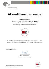 Akkreditierungsurkunde Advanced Synthesis and Catalysis M.Sc.