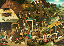 Pieter Bruegel the Elder, The Dutch Proverbs (1559) Staatliche Museen zu Berlin, Gemäldegalerie| Foto: Christoph Schmidt Public Domain Mark 1.0