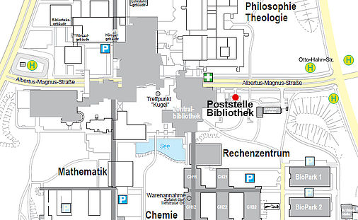 Karte Anlieferung Poststelle Universitätsbibliothek