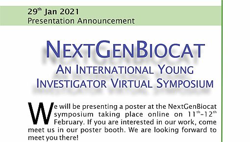 We will be presenting a poster at the NextGenBiocat symposium taking place online on 11th–12th February. If you are interested in our work, come meet us in our poster booth. We are looking forward to meet you there!