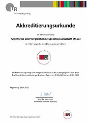 Akkreditierungsurkunde Allgemeine und Vergleichende Sprachwissenschaft M.A.
