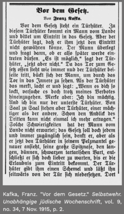 Franz Kafka: Vor dem Gesetz