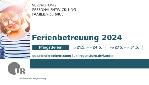 Das Bild zeigt die Ferienbetreuungstermine Pfingsten 2024 des Familien-Service der UR