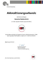 Akkreditierungsurkunde Slavische Studien B.A. (Ein-Fach Bachelor)
