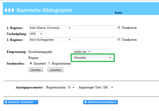 Recherche Bayerische Bibliographie Oberpfalzbibliographie