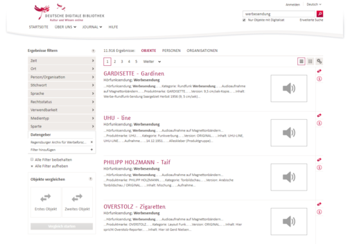 Screenshot Deutsche Digitale Bibliothek