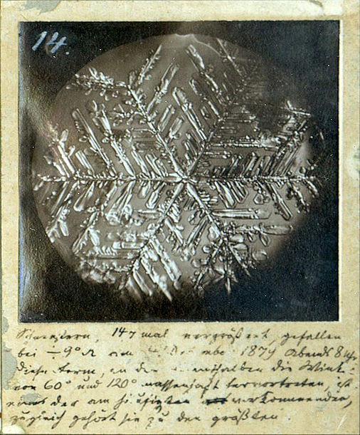Erste Fotographie eines Schneekristalls
