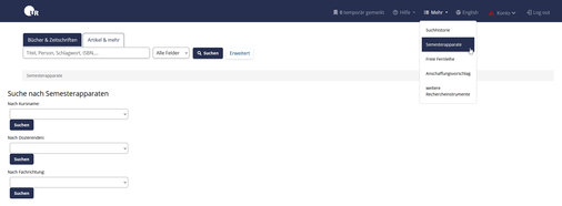 Bildschirmfoto Semesterapparate