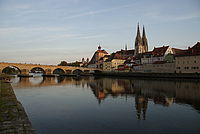 Regensburg Sonnenuntergang steinerne Brücke Informationwissenschaft