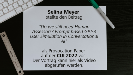Selina Meyer präsentierte ein Provocation Paper auf der CUI 2022, das Video gibts hier