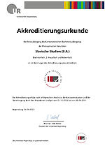 Akkreditierungsurkunde Slavische Studien B.A. (Kombinatorischer Bachelorstudiengang)