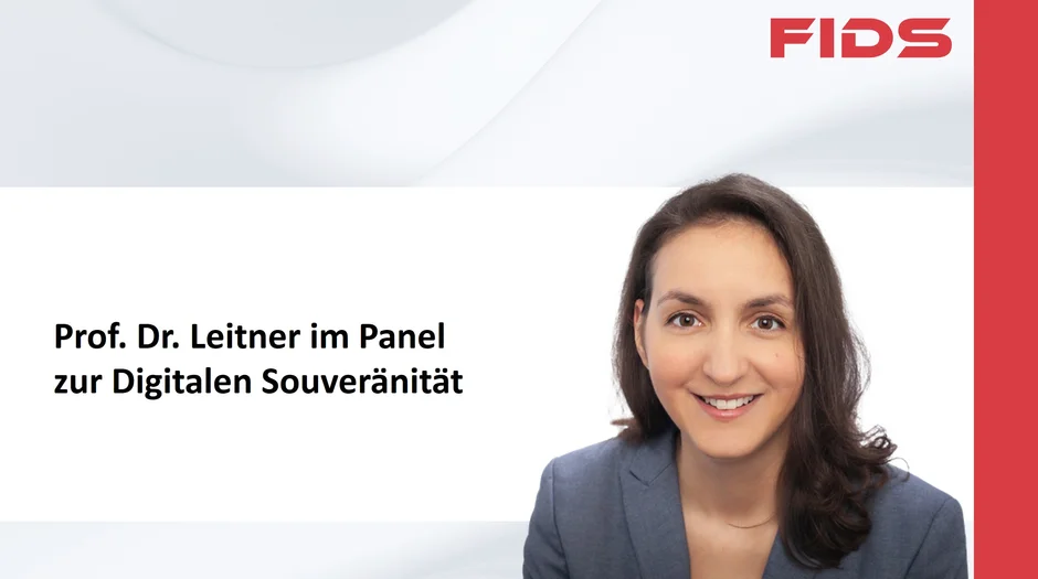 Foto von Frau Prof. Dr. Leitner und Titel der Veranstaltung (öffnet Vergrößerung des Bildes)