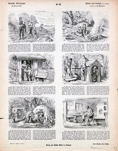 Theodor Hosemann: Hänsel und Gretel (nach Grimm). Deutsche Bilderbogen für Jung und Alt (öffnet Vergrößerung des Bildes)