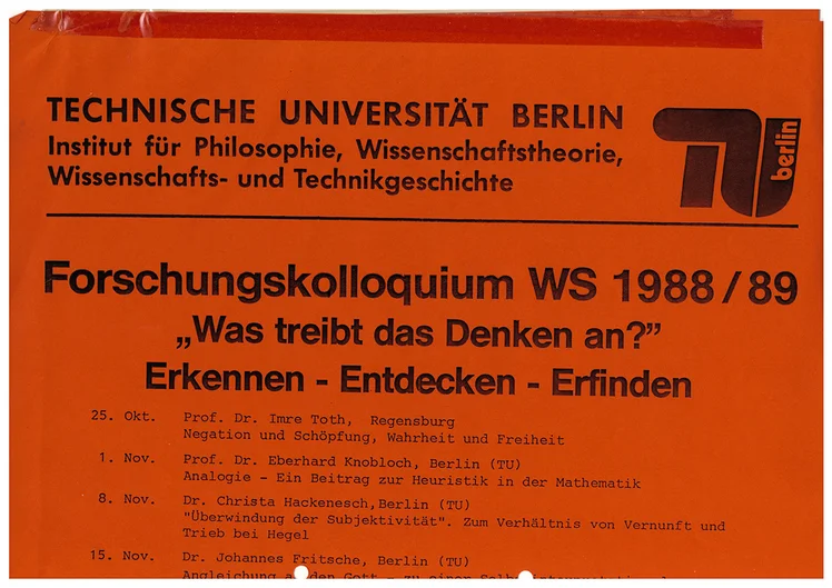 Plakat eines Forschungskolloquiums an der TU Berlin