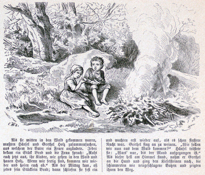 Theodor Hosemann: Hänsel und Gretel (nach Grimm). Deutsche Bilderbogen für Jung und Alt (öffnet Vergrößerung des Bildes)