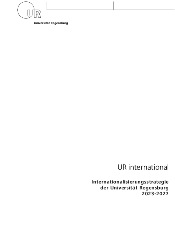 Deckblatt der Internationalisierungsstrategie der UR