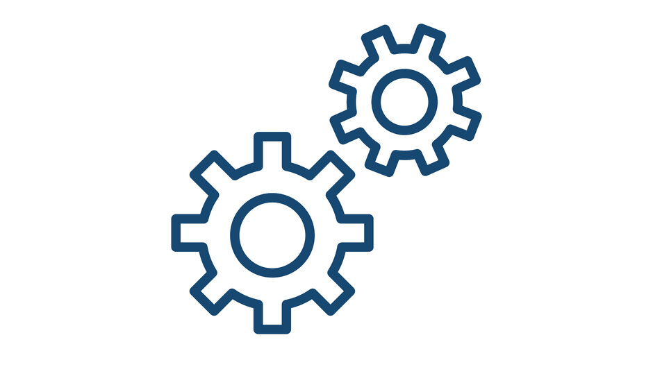 Icon showing gear wheels