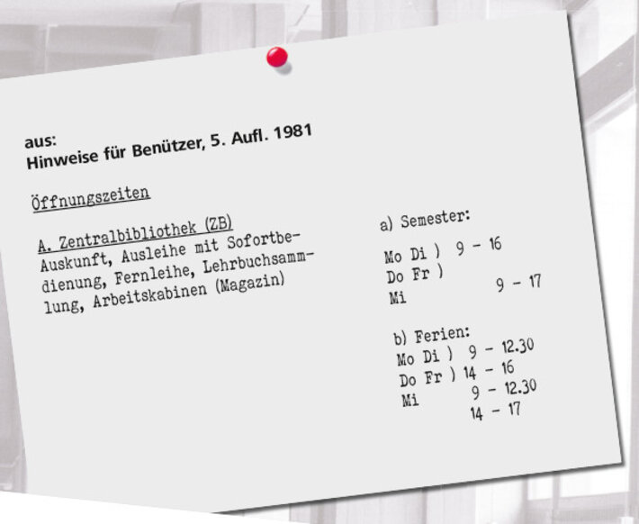 Öffnungszeiten 1981 (öffnet Vergrößerung des Bildes)