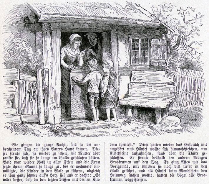 Theodor Hosemann: Hänsel und Gretel (nach Grimm). Deutsche Bilderbogen für Jung und Alt (öffnet Vergrößerung des Bildes)