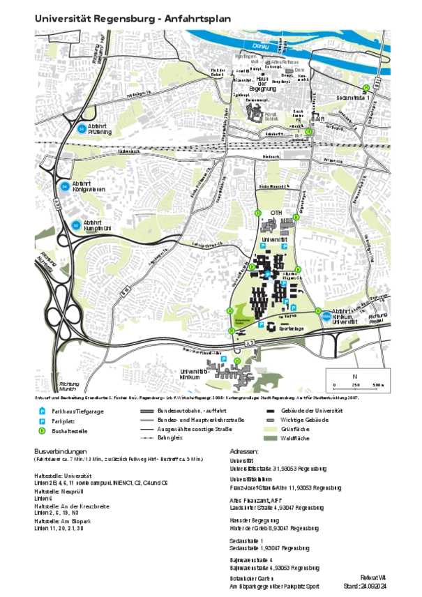 Directions to the University of Regensburg