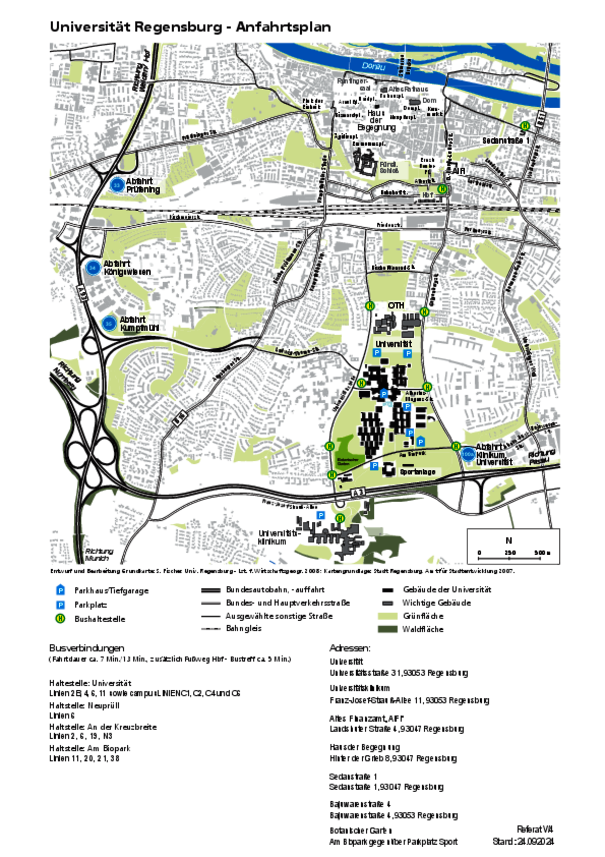 Directions to the University of Regensburg