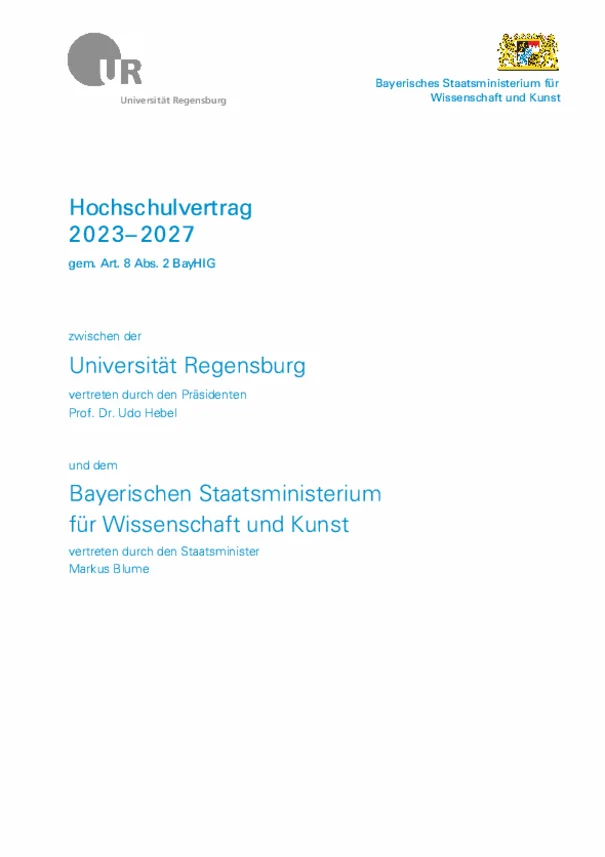 Title page of the university contract 2023 - 2027