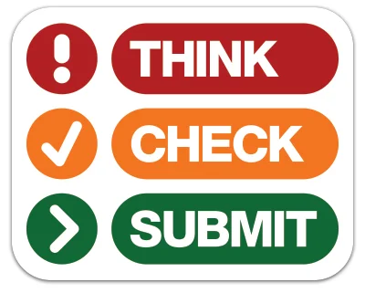 THINK. CHECK. SUBMIT.-Logo zur Prüfung wissenschaftlicher Zeitschriften