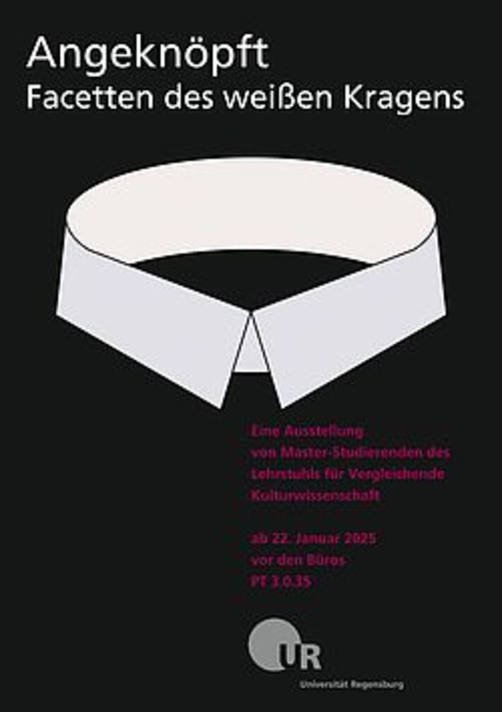 Ausstellungsplakat der Ausstellung "Angeknöpft. Facetten des weißen Kragens" (öffnet Vergrößerung des Bildes)