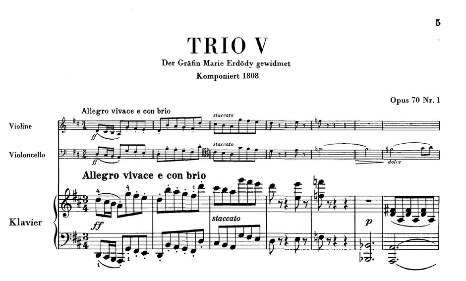 Noten Beethoven: Geistertrio (öffnet Vergrößerung des Bildes)