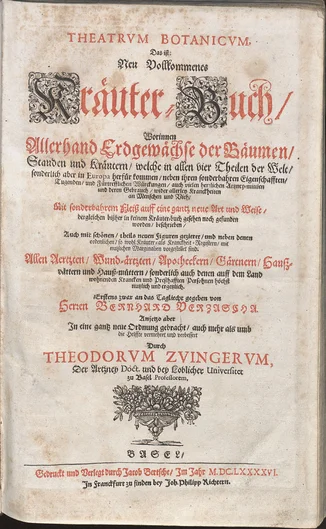 Titelblatt Theatrum botanicum  (öffnet Vergrößerung des Bildes)