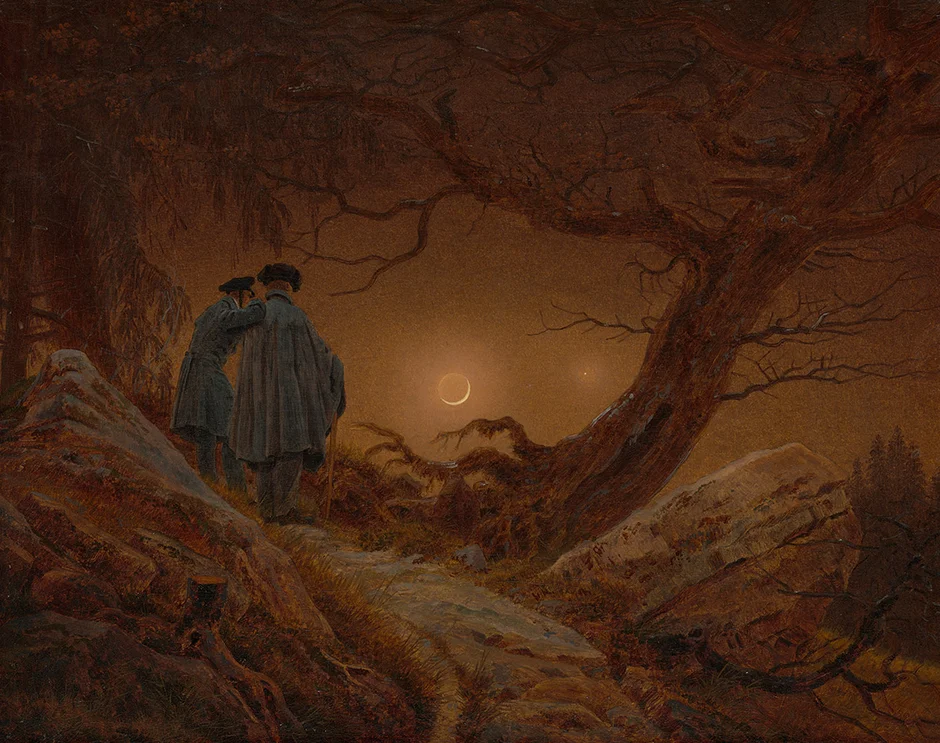 Caspar David Friedrich, Zwei Männer in Betrachtung des Mondes (öffnet Vergrößerung des Bildes)