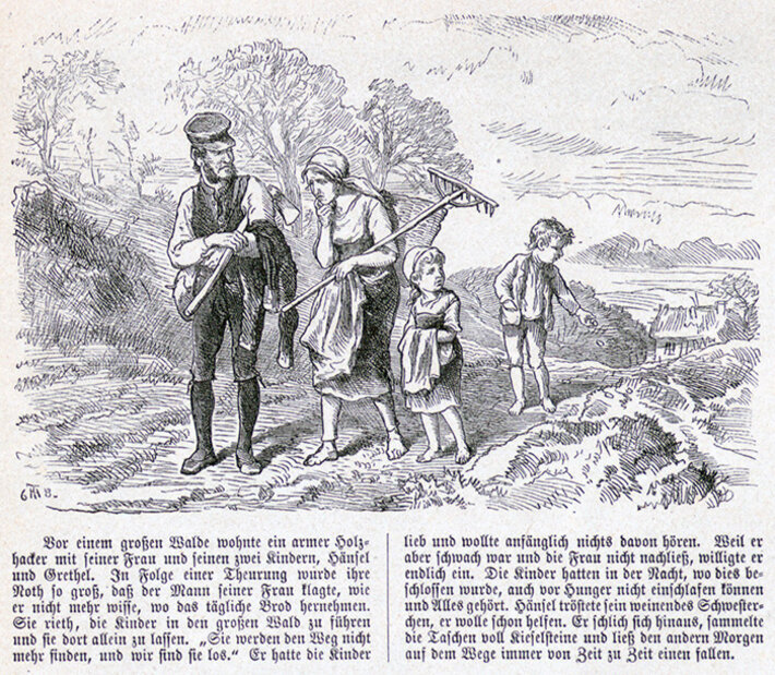 Theodor Hosemann: Hänsel und Gretel (nach Grimm). Deutsche Bilderbogen für Jung und Alt (öffnet Vergrößerung des Bildes)