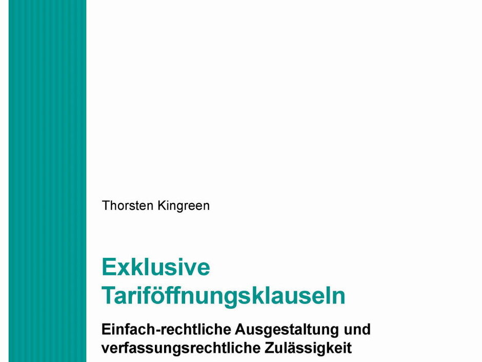 Das Cover der Veröffentlichung zu den Tariföffnungsklauseln. (öffnet Vergrößerung des Bildes)
