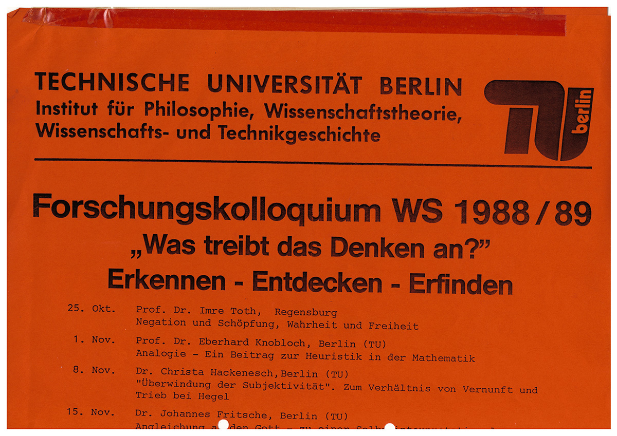 Plakat eines Forschungskolloquiums an der TU Berlin