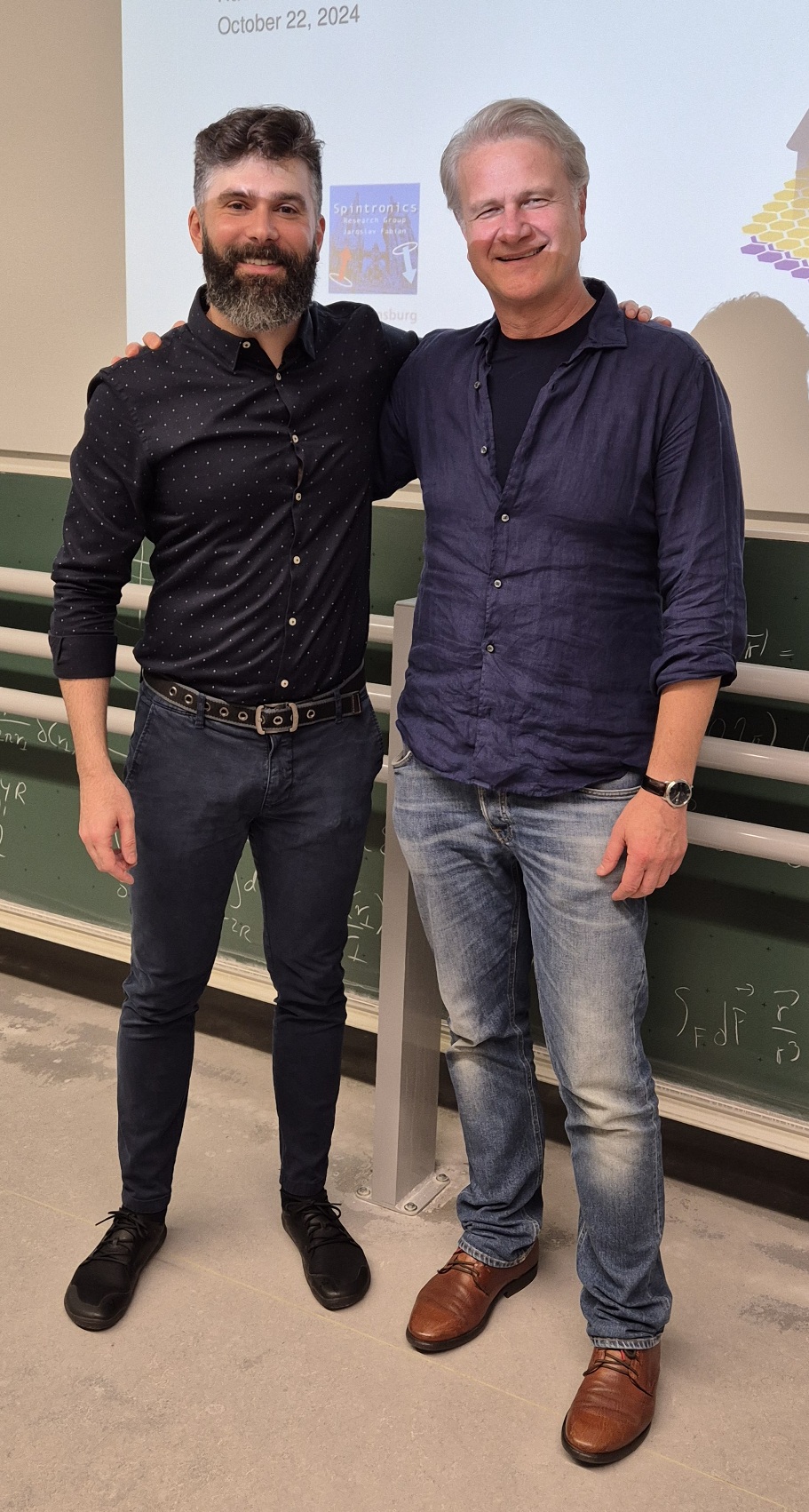 Paulo Faria Jr. together with Jaroslav Fabian after giving his Habilitation Colloquium.
