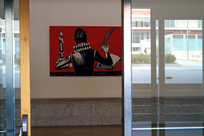Cervantes in der Eingangshalle eines Gebäudes der Universidad Complutense Madrid
