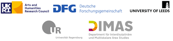 İncəsənət və Humanitar Elmlər Tədqiqat Şurasının loqosu, Alman Tədqiqat Fondunun (Deutsche Forschungsgemeinschaft) loqosu, Lids Universitetinin loqosu, Reqensburq Universitetinin loqosu və Regensburq Universitetinin Fənlərarası və Çoxmiqyaslı Ərazi Tədqiqatları Departamenti (DIMAS) loqosu.